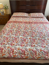 Peach Floral Reversible Quilt