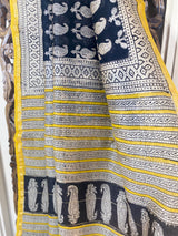 Gul-mohar collection- Black Chanderi Saree