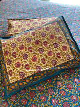 Blue Handblock Printed Bedsheet