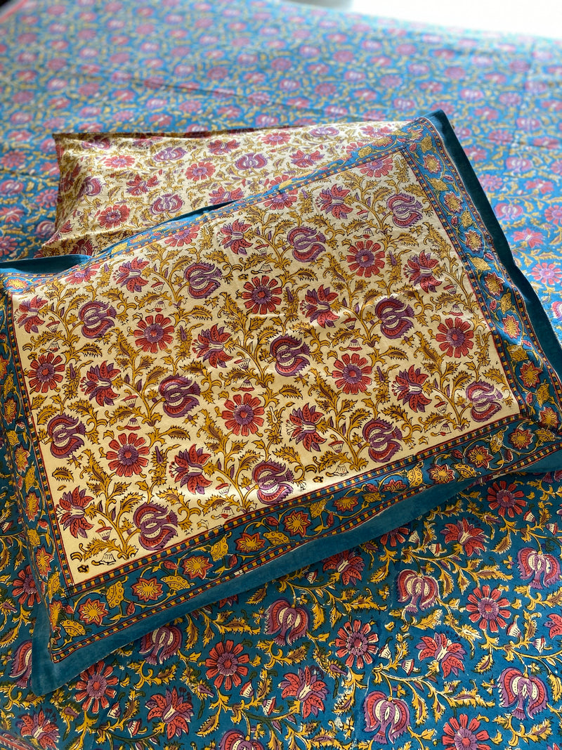 Blue Handblock Printed Bedsheet
