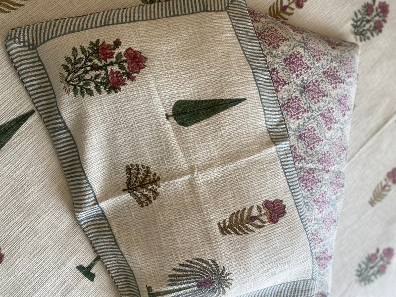 Cypress and Floral Hand Block Print Bedcover