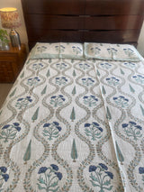 Neeli Buti Floral Handblock Printed Bedcover