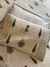 Leaf and Floral Handblock Printed Bedcover