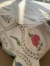 Leaf and Floral Handblock Printed Bedsheet (300 TC)