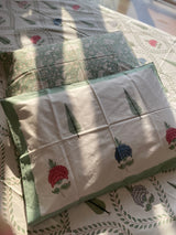 Leaf and Floral Handblock Printed Bedsheet (300 TC)