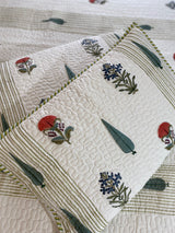 Multicolored Floral Handblock Printed Bedcover