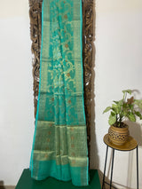 Phool collection- Sea Green Zari Weaving Kota Saree