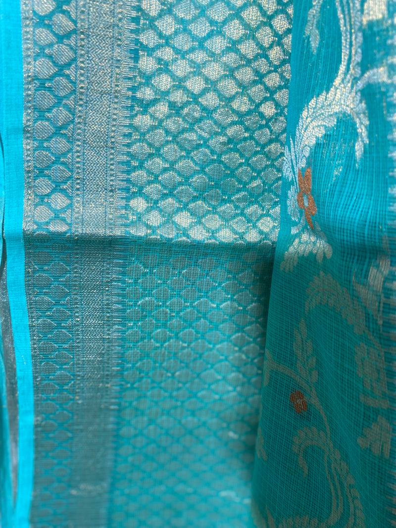 Phool collection- Sea Green Zari Weaving Kota Saree