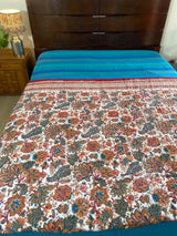 Red and White Floral Reversible Quilt