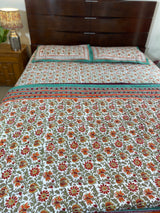 Green and White Floral Reversible Quilt