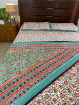 Green and White Floral Reversible Quilt