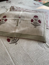 Maroon Floral Handblock Printed Bedcover