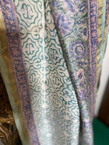 Gul-mohar collection- Shades of Blue and Green Chanderi Saree