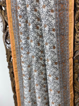 Gul-mohar collection- Peach and Grey Floral Chanderi Saree