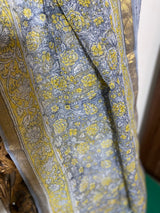 Phool collection- Grey and Yellow Kota Doriya saree