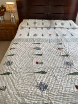 Cypress Leaf and Floral Bedcover and Reversible Quilt