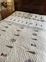 Cypress Leaf and Floral Bedcover and Reversible Quilt