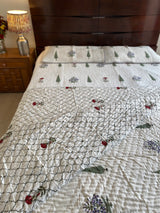 Cypress Leaf and Floral Bedcover and Reversible Quilt