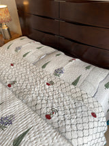 Cypress Leaf and Floral Bedcover and Reversible Quilt