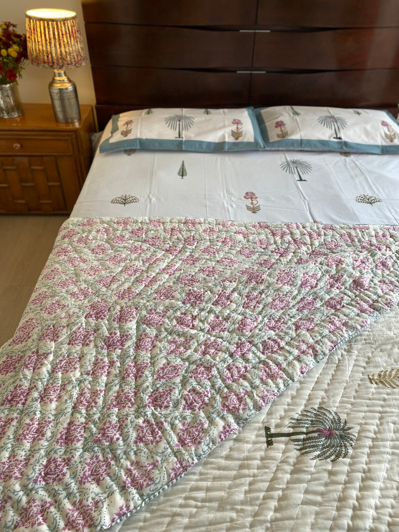 Multicolored Floral Reversible Quilt