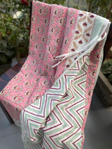 Pink Floral Reversible Quilt/Rajai Cover