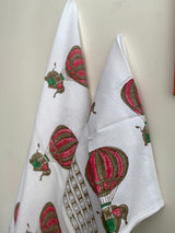 Hand Block Printed Bath Towel Set- Hot Air Balloon Print (set of 3)