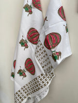 Hand Block Printed Bath Towel Set- Hot Air Balloon Print (set of 3)