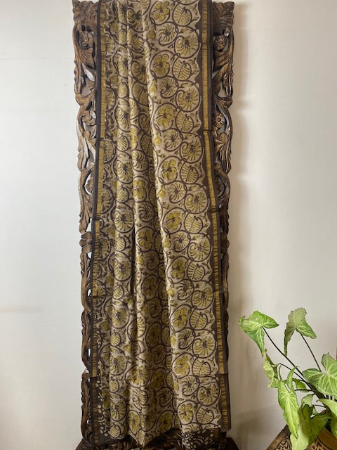 Gul-mohar collection- Shades of Brown Chanderi Silk Saree