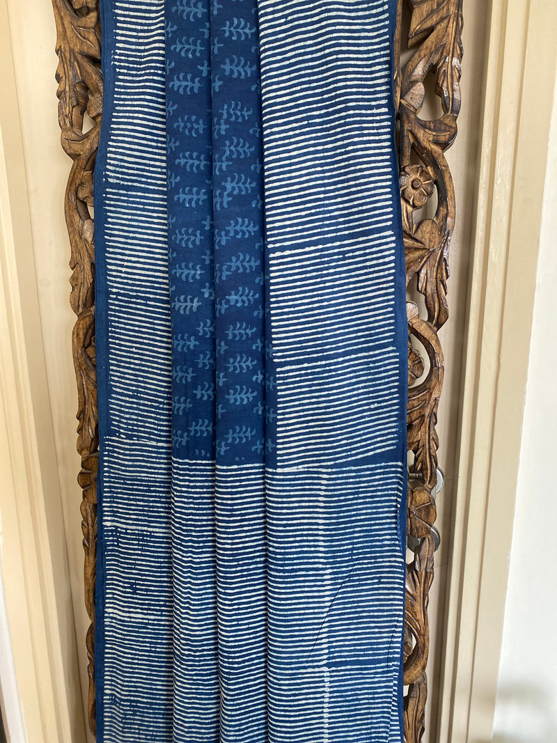 Sada bahar collection-  Indigo Hand Block Print Saree