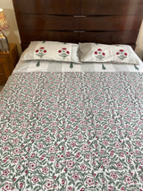 Fresh Florals- Red and Green Floral Cotton Mul Dohar