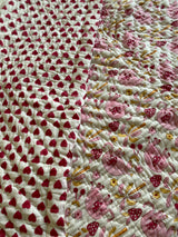 Pretty Pink Elephant Handblock Print Reversible Quilt