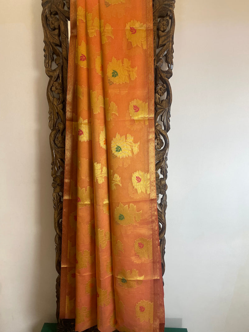 Phool collection-  Shades of Peach and Pink Kota saree