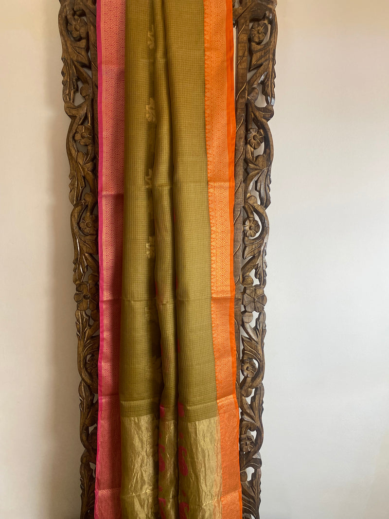 Phool collection- Golden Brown Kota silk saree