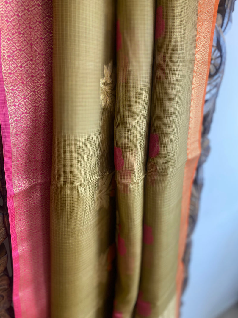 Phool collection- Golden Brown Kota silk saree