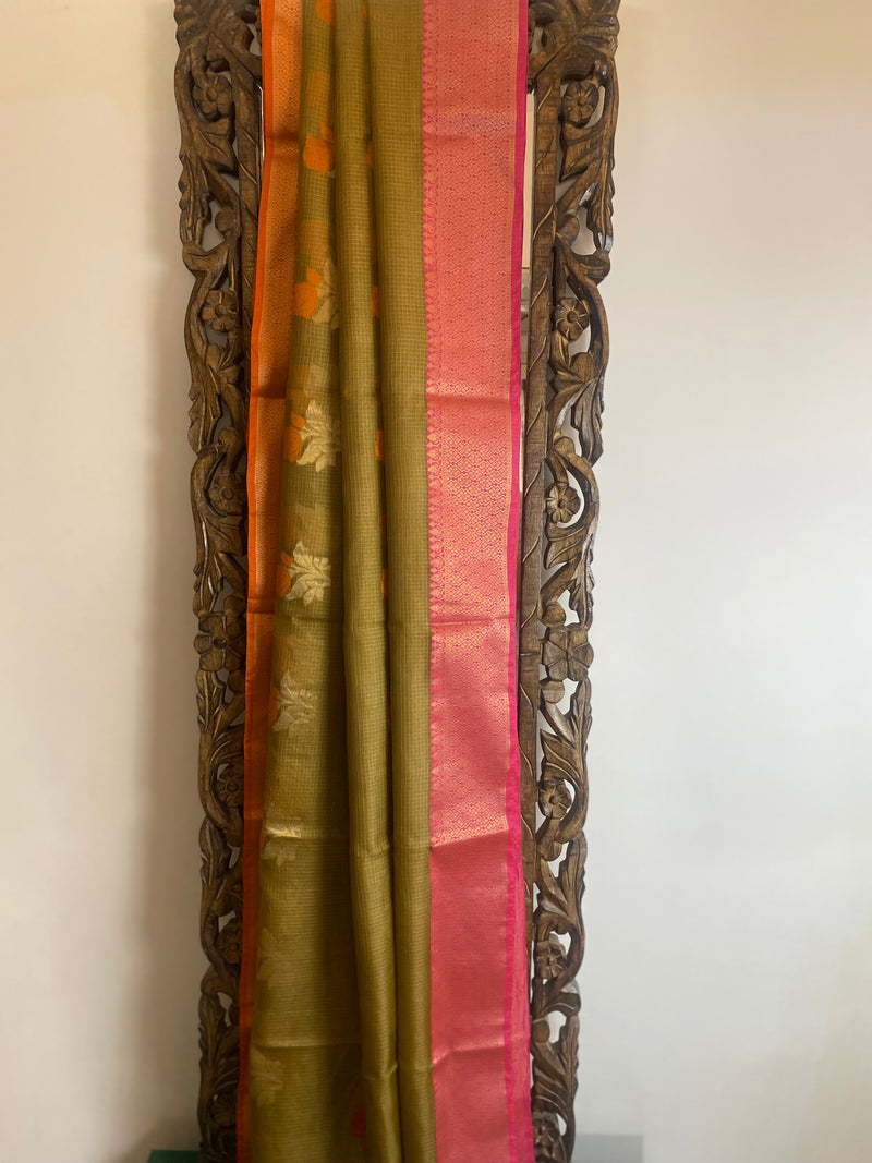 Phool collection- Golden Brown Kota silk saree