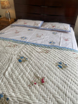 Red and Blue floral reversible quilt