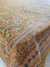 Mustard and Brown Handblock Printed Bedsheet