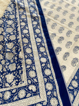 Fresh Florals- Blue and White Handblock Print Reversible Dohar