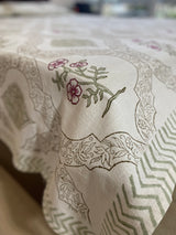 Floral Jaal Handblock Printed Cotton Slub Bedcover