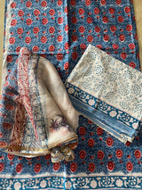 Gul-mohar collection- Blue and Red dress material