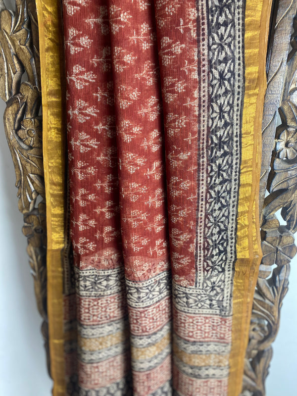 Phool collection- Red and yellow Kota Doriya saree