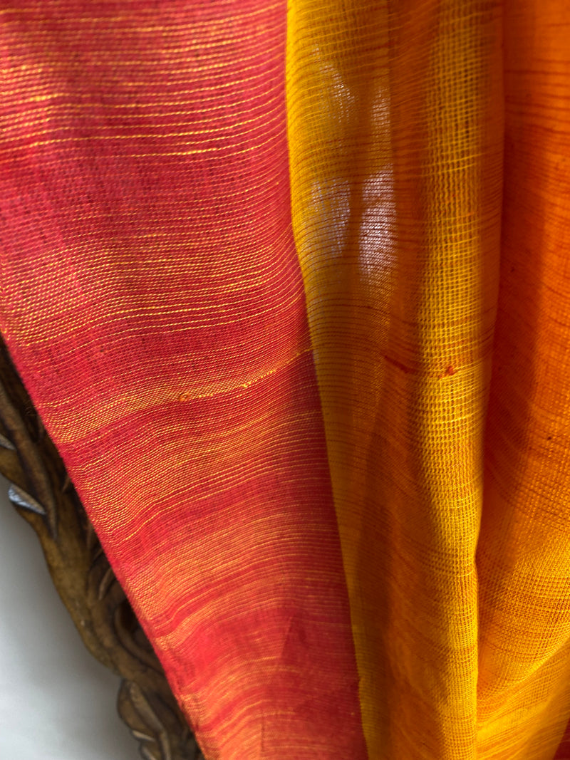 Rang collection-Orange and Red handwoven saree