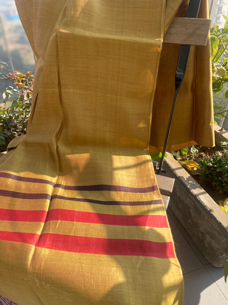 Golden lime handwoven silk dupatta