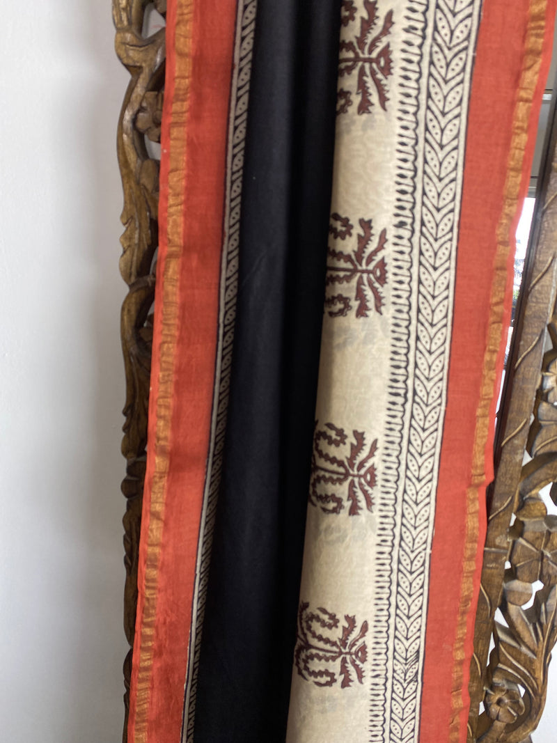 Gul-mohar collection- Black and Red chanderi silk saree