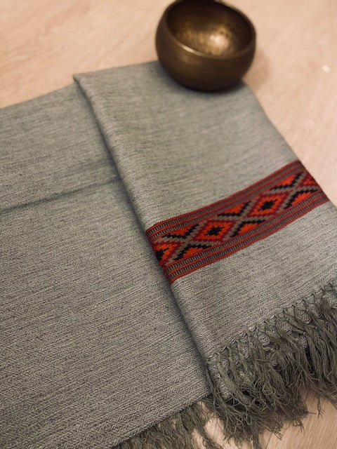 Grey hand spun pure wool stole