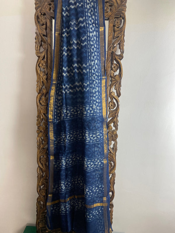 Phool collection- Indigo and White Kota Doriya saree