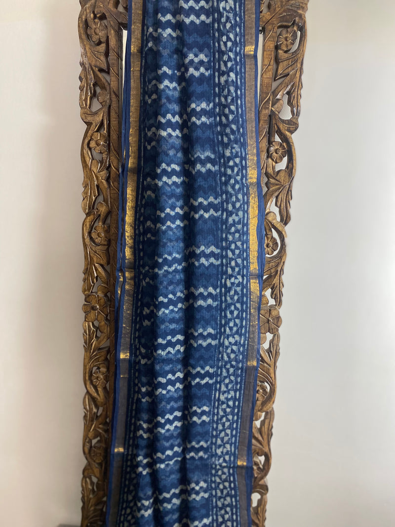 Phool collection- Indigo and White Kota Doriya saree