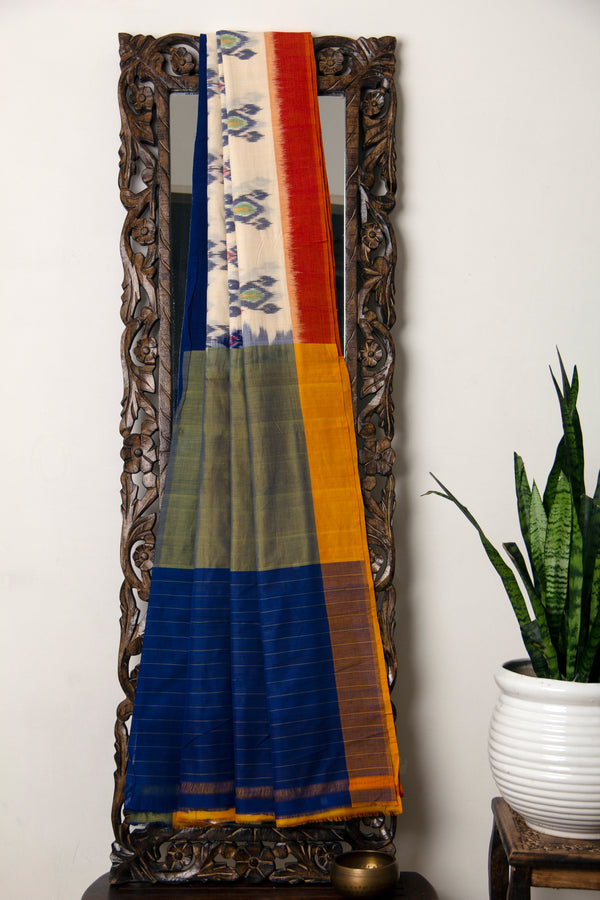 Gulaab collection- Multi coloured Ikkat handwoven saree