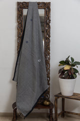 Chui Mui- Collection - Charcoal grey and black applique saree