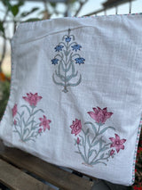 Pink and Blue Floral Cushion Covers (Set of 2)